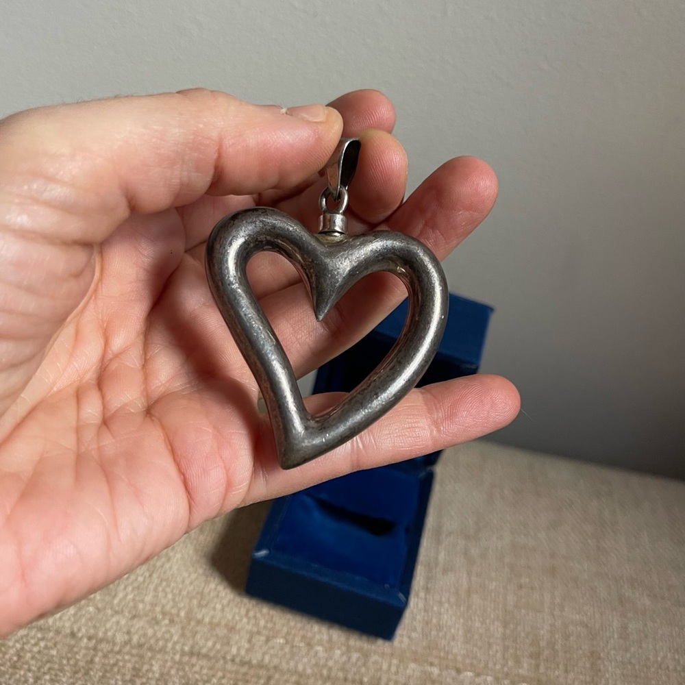 Vintage Sterling Silver Heart Perfume Pendant Necklace Mexico 925